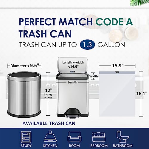 1.3 Gallon 80 Counts Strong Drawstring Trash Bags Garbage Bags By Raypard, Small Plastic Bags, Trash Can Liners For Home Office Kitchen Bathroom Bedroom, White Waste Basket Liners #TOP1