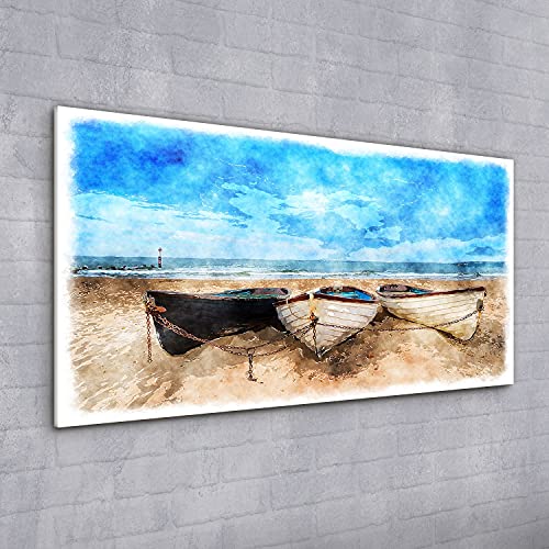 Tableau mural salon au format 100x50cm évoquant la sérénité d'une plage - 2