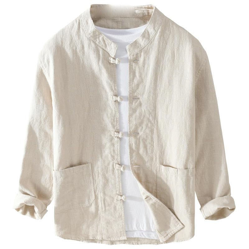 Chemise ramie style chinois pour un look d'été décontracté chic