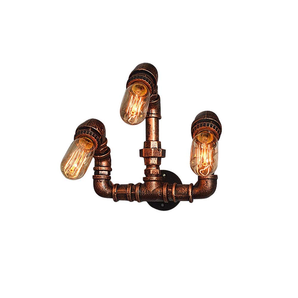 SXECAEPS Loft Style Industrial Metal Water Pipe Lamp Vintage Wall Light Fixtures for Home Antique Bedside 3-Light Edison Sconce Indoor Lighting Interesting
