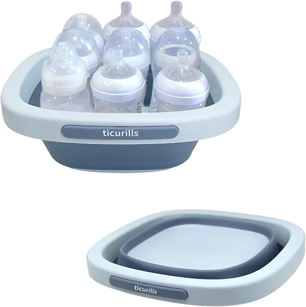 Collapsible Baby Bottles Wash Basin, Ideal Gifts for Baby & Moms, Multi-Purpose Wash Basin for Babies Bottles and Breast Pump, Babies Essentials for Newborns Infant Travel, Trips, Camping