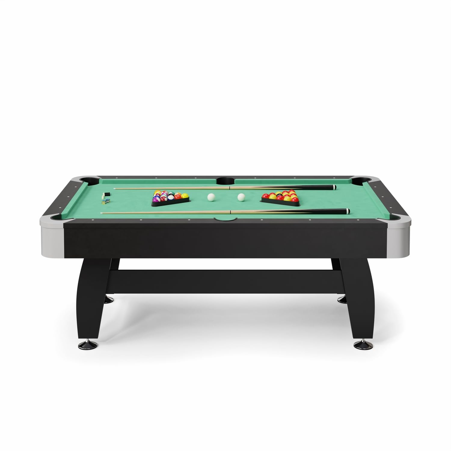 Billard Américain avec Retour de Boules Automatiques et Accessoires, 220 x 123 x 80 cm - Noir et Tapis Vert