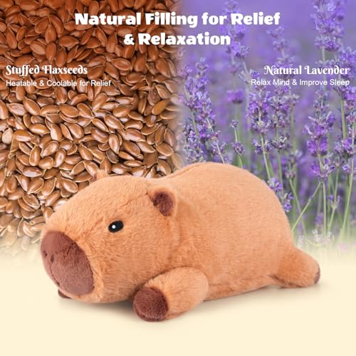 Image of SuzziPals Heatable & Coolable Cute Capybara Plush, Microwave Heating Pad Stuffed Animals for Soothing & Relaxation, Stuffed Capibara Plush Toys for Stress Relief, Capybara Gifts for Girls & Boy