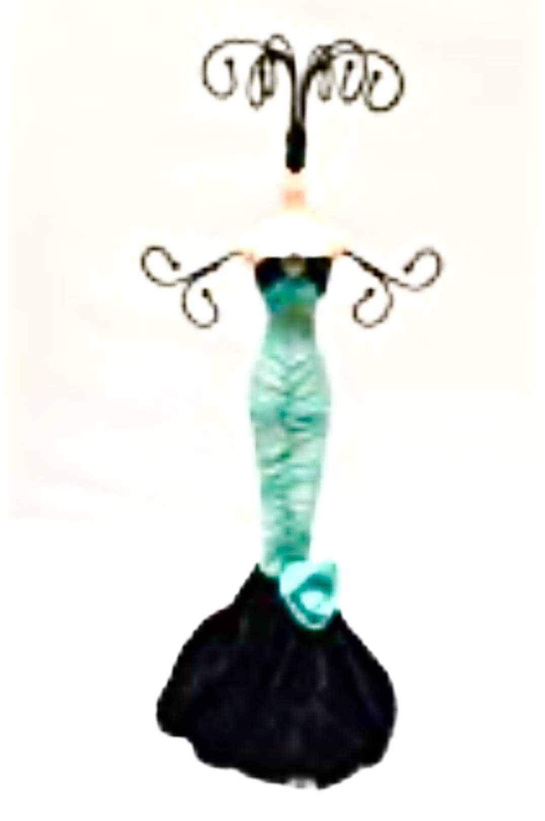 Elegant Light Turquoise Lace Strapless Diamond w/Rose Mermaid Dress Mannequin Jewelry Doll