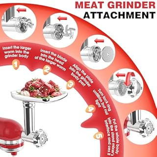 GLINK Fruit and Vegetable Attachment Strainer Set with Meat Grinder for Kitchenaid Stand Mixer, Fruits Juicer Vegetables Strainer Attachment and Sausage Stuffer Tubes for Kitchenaid Mixer Attachments