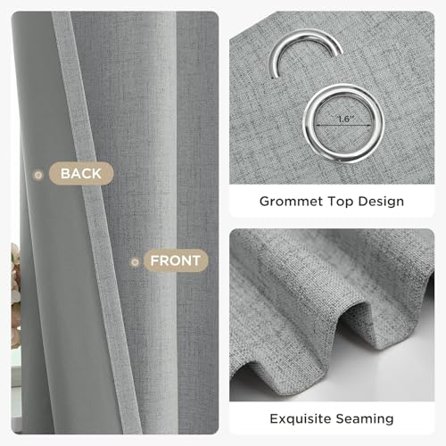 Image of Joydeco Room Divider Curtain for Bedroom,1 Panel Grommet Patio Sliding Door Curtain,Total Privacy Room Divider for Living Room(W70 x L90 inch,Light Grey)