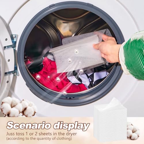 Image of 600 Count Dryer Sheets Bulk Fabric Softener Fresh Cotton Scent Dryer Sheets Naturally Softens and Removes Static Cling, Ideal for Large Households, Sensitive Skin
