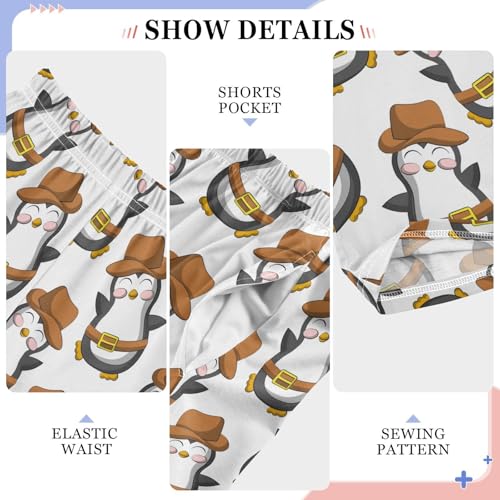 ZZXXB Penguin Cowboy Boys Long Pants Soft Trousers Elastic Waist Kids Lounge Bottoms with Pockets S-XL4