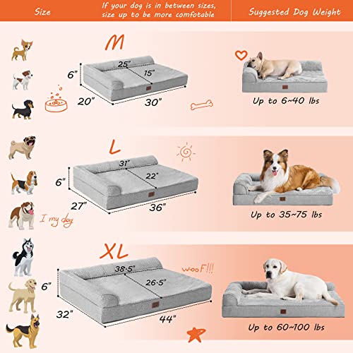 EHEYCIGA L-Shaped Orthopedic Memory Foam Dog Bed #TOP21