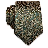 YourTies Paisley Ties for Men Green Gold Tie Luxury Jacquard Floral Tie Formal Business Mens Neckties with Gift Box