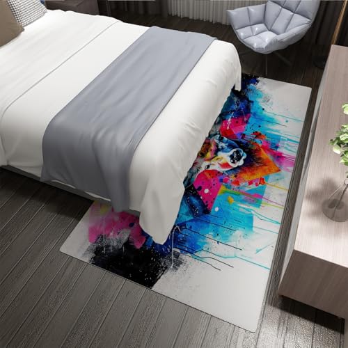 Tapis de salon géométrie abstraite aquarelle colorée