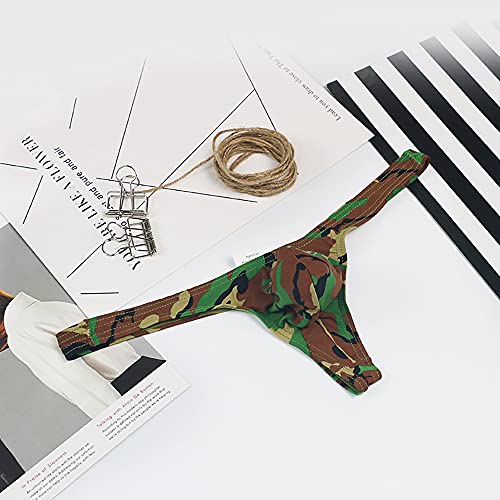 Men's Camo Print U Convex Stretch T-Back Thongs Underwear4