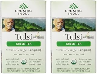 Organic India, Tea Tulsi Green Organic, 18 Count (Pack of 2)