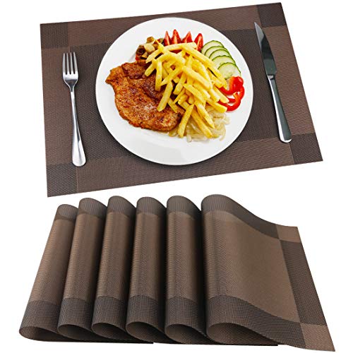Fanuk antidérapant Isolation Lavable Tapis de Sets de Table en PVC pour Table de Salle à Manger Lot de 6.