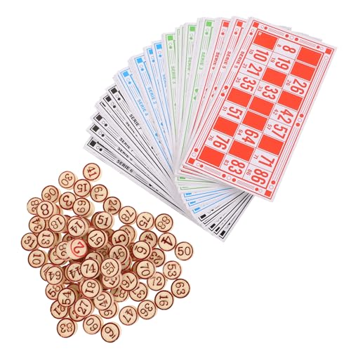 TOYANDONA Juego de Ajedrez de Madera Piezas de Repuesto Compactas y Cartones de Bingo para Reuniones Familiares y Juegos de Fiesta