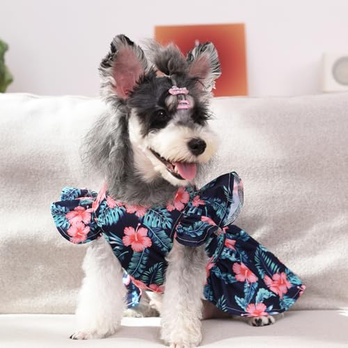 Image of CuteBone Frilly Dog Dress Princess Puppy Birthday Dresses with Ruffled Sleeves Cat Clothes Outfit for Small Dogs Girl Pet Apparel