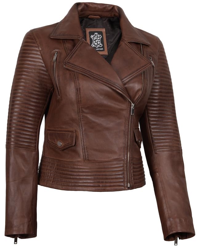 Image of Blingsoul Womens Real Leather Jacket - Asymmetrical Leather Jackets for Women