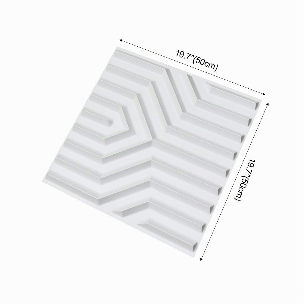 Art3d Wandpaneele PVC geometrisches Matt-Design, mattweiß, 50x50 cm, 12 Stk