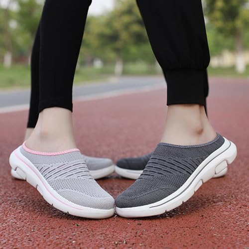 Mules Sneakers for Women Wide Width Open Back Slip On Shoes Breathable Mesh Walking Soft Sole Mules Sneakers Lightweight Casual Comfortable Outdoor Sports Flat Sandal Spring and Summer Woven Shoes3