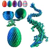 Xynqura Drachenei mit Drache - Artikuliertes 3D Drachen Ei (8cm) & 19cm Drache Zappelspielzeug, Kreatives Geschenk für Kinder & Sammler, für Wohnzimmer & Schreibtisch (Strahlungsgrün)