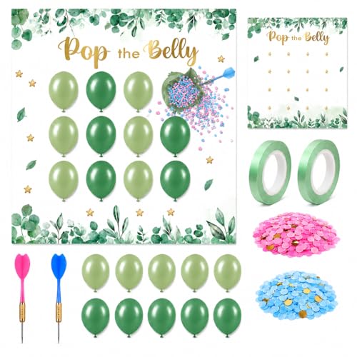 Jeu de société vert sauge avec fléchettes et confettis pour fête prénatale originale