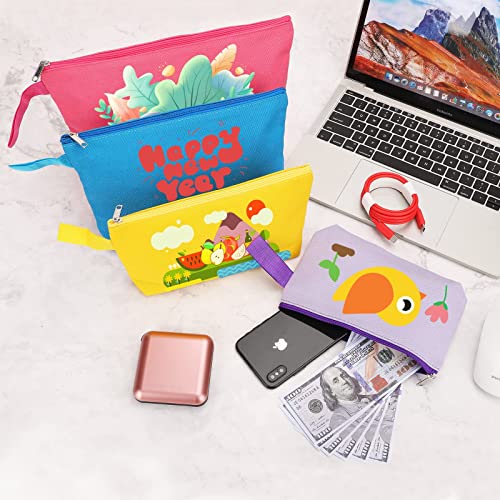 Sinzip 10 Pieces Cotton Canvas Makeup Bag With Bottom And Strap, Multi-Purpose Cosmetic Bag With Zipper Travel Toiletry Pouch, Blank Diy Craft Bag Pencil Bag (Multicolor 02, M) (Mn-Wb07) #TOP4