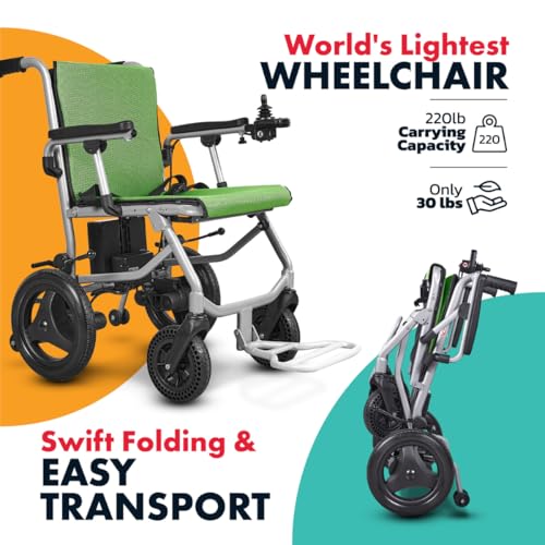 Image of Rubicon DX04 World's Lightest 30 lbs Foldable Electric Wheelchair - Portable Travel Power Chair - Airline Approved - Compact Lightweight Mobility Chair for Adults - 10 Mile Range (Model4)