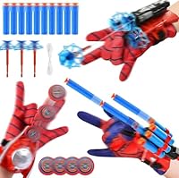 Launcher Handschuh, Spiderm Launcher Handschuh Super Spiderm Launcher Spiderm Hero Handschuhe mit Maske und Tattoo Cosplay Spiderm Handschuhe Requisiten Geschenk für Kinder Fans (F)