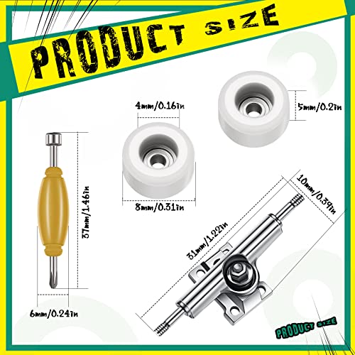 Zhehao 8 Pcs Fingerboard Wheels Trucks Set CNC with Tool 34 mm Deck, White - image 2