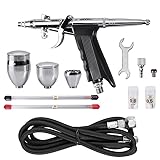 Langlengtec Airbrush-Kit mit 3 Tassen-Schlauch und einige Airbrush-Zubehör, Airbrush-Pistole für Spray Art Hobby