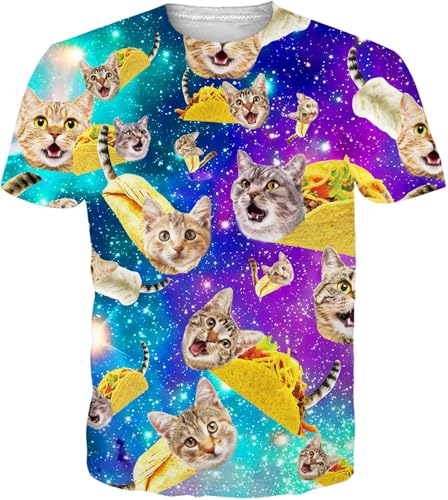 RAISEVERN Unisex Summer T-Shirts Crewneck Cool Short Sleeve Funny Graphic Print Top Casual Tees