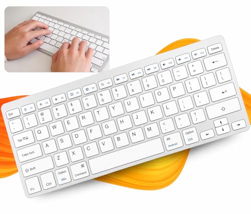 Teclado Bluetooth ABNT2 Compacto Ultra Fino Sem Fio, Multi-Dispositivo, com Tecla Ç e Command, Compatível com Notebook, Tablet, PC e Celular - Cinza Metalizado