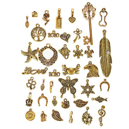 LANBEIDE Wholesale Bulk 50 Gram Antique Gold Assorted Charms Pendants DIY for Jewelry Making and Crafting