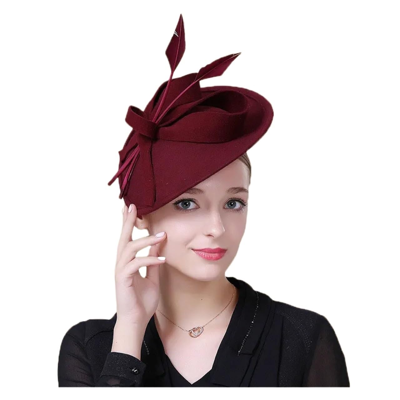 Cappello Da Sposa Eleganti cappelli Fedora for donna, da sposa, a tamburello rossi e blu, cerimonia Per Le Donne