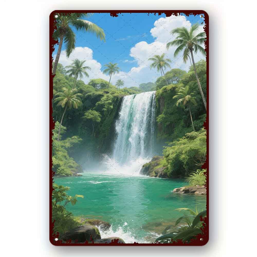 peiyeety Tin Signs Vintage Dunn's River Falls, Jamaica Decoration Creative Fun Home Bathroom Patio Bar Bar Poster Sign8x12 Inch