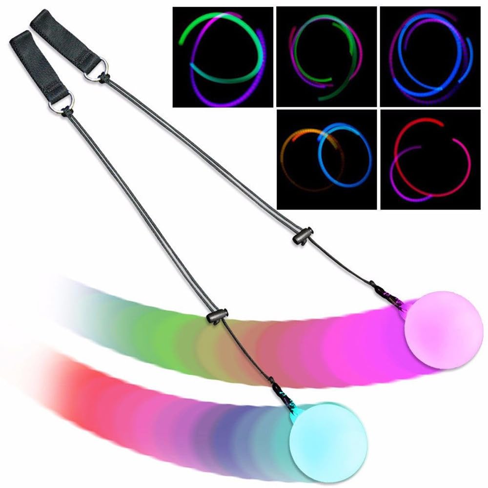 Pelotas LED Poi Pelotas LED Malabares Juego De 2 Bolas LED Poi – Bolas De Malabares Luminosas Con Colores Del Arco Iris Y Efecto Estroboscópico, Bucles Dobles Ajustables, Pois Brillantes Para Niños Pelotas LED Poi Pelotas LED Malabares Juego De 2 Bolas LED Poi – Bolas De Malabares Luminosas Con Colores Del Arco Iris Y Efecto Estroboscópico, Bucles Dobles Ajustables, Pois Brillantes Para Niños