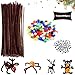 TaimeiMao 400 Pièces Cure Pipes Marron,Tiges de Chenille Noël,Chenille Pompon Kit,Yeux Mobiles Autocollants,Pompons Rouges,Cure Pipes Chenilles,pour Bricolage et Décoration de Noël (400pcs)