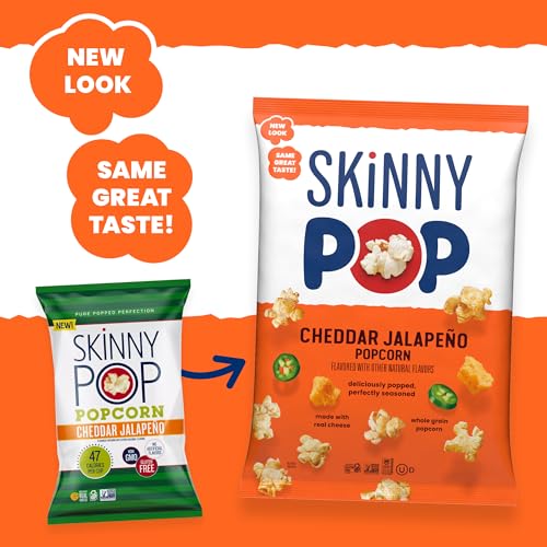Image of SkinnyPop Popcorn, Cheddar Jalapeno, Made with Real Cheese, Whole Grain Snack, 4.4oz Bag