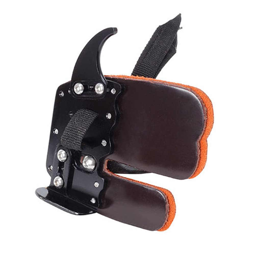 SPG Archery Finger Tab Leather Fingers Protector Guard for Recurve Bow Hunting Finger Tabs Shooting Protective Gear (Black, M)