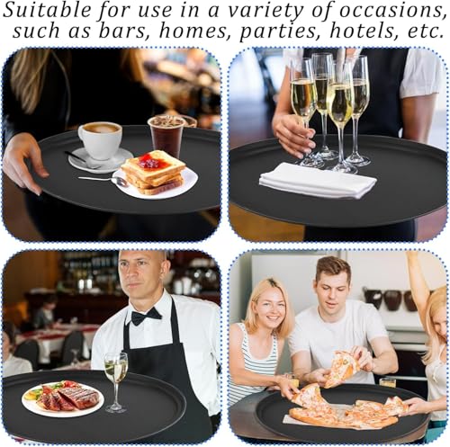 8 Pcs 24 Inch x 29 Inch Large Restaurant Serving Trays, Black PP Plastic Non Slip Tray,Oval Plastic Food Serving Tray with Raised Edges for Home Kitchen Restaurant Cafeterias Fast Food Service by Hlimior - Used condition - Image 6