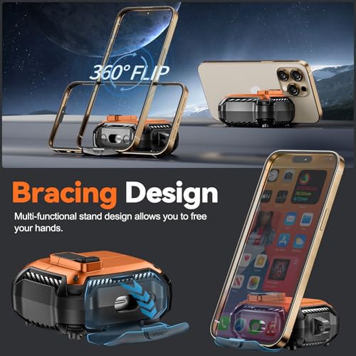 Image of Compatible with Samsung Galaxy Buds 3 Case & Galaxy Buds 3 Pro Case with Phone Stand, Compatible with MagSafe, (Orange)
