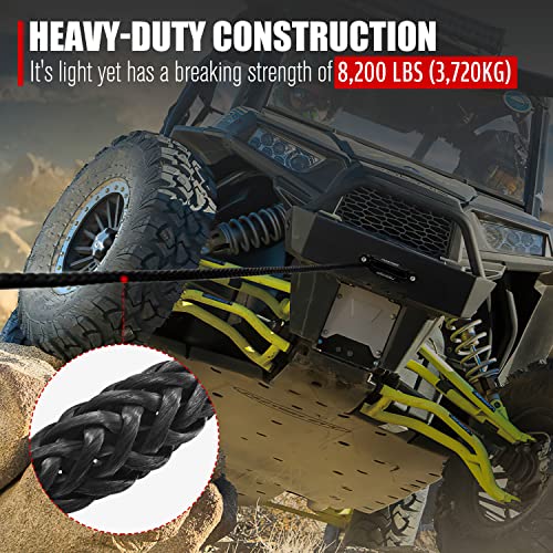 FIERYRED Synthetic Winch Rope 3/16" x 50' 8200 lbs Winch Line Cable