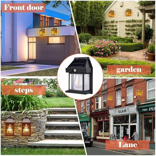 Image of AYUOTOQi Solar Wall Lights Outdoor, Wireless Motion Sensor Waterproof Led 3 Modes Sconce Solar Lamp, Auto-Charging Exterior Security Light for Porch, Patio, Garden, Balcony & Pathway