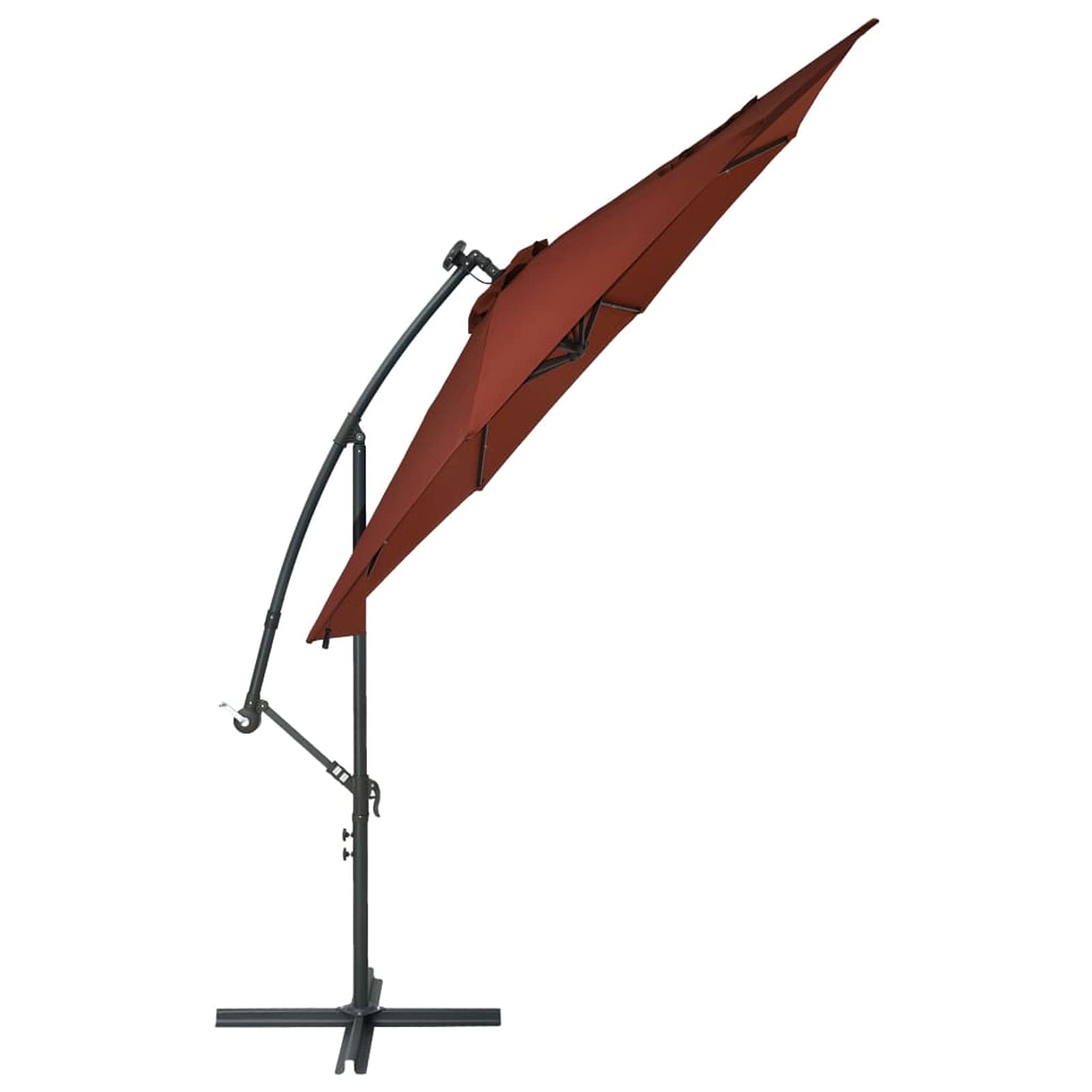 Tidyard Parasol Excéntrico Sombrilla Voladiza Parasole para Terraza Jardín Playa Balcón Piscina Patio Sombrilla voladiza con Luces LED y Palo de Acero Terracota