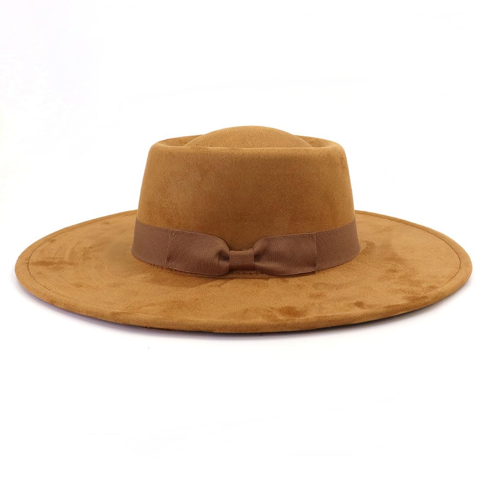 LIDHAY Cappelli Fedora a tesa larga per donne e uomini, grande camoscio Panama Rancher Cappello Pork Pie Jazz Hat