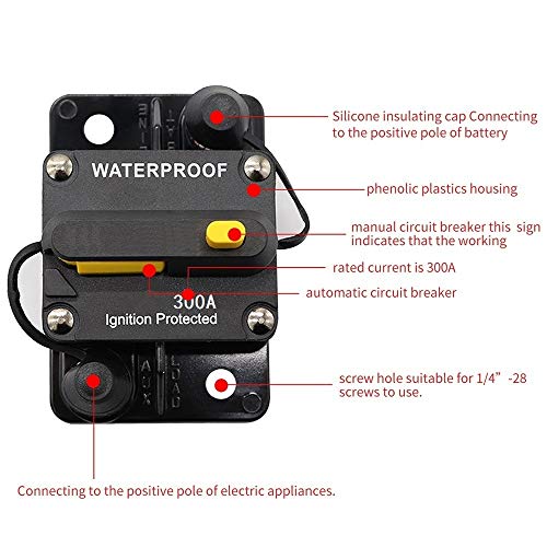 ANJOSHI 300Amp Circuit Breaker 30A-300A with Manual Reset Switch Waterproof Fuse Holder Inline Fuse Breaker for Trolling Motor Auto Car Marine Boat Bike Stereo Audio System Protection