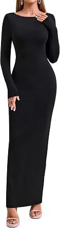 Long Sleeve Bodycon Maxi Dress Sexy Backless Tie Formal Wedding Guest Party Cocktail Fall Long Dresses for Women