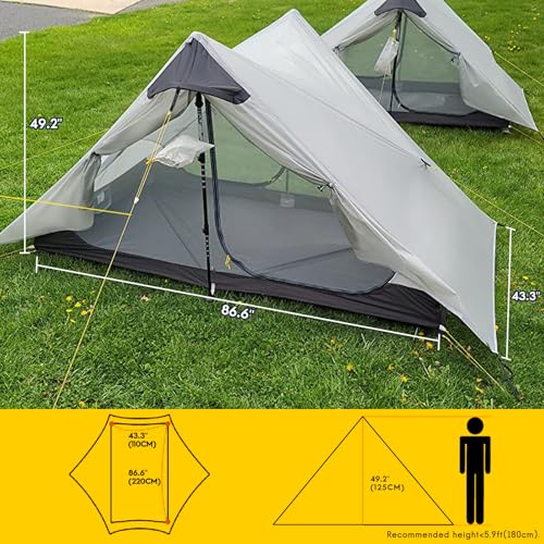 Image of LANSHAN Ultralight Waterproof 1-2 Person Backpacking Tent | Ultralight waterproof nylon, pitch anywhere, for camping & travel.