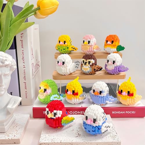 NOOLY Parrot Micro Building Bricks Kit Bird Thmed Blocks Set Decoration for Home and Office WKLJM-01 242Pcs (White and Light Blue) 8918 - Image 3