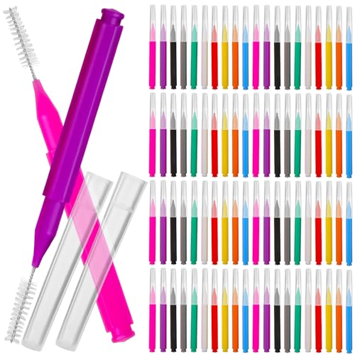 Image of Healeved 100PCS Braces Brushes Interdental Brushes Braces Flossers Braces Brush for Cleaner Toothpick Dental Flossing Head Oral Flosser Dental Picks for Teeth Cleaning(10 Colors)